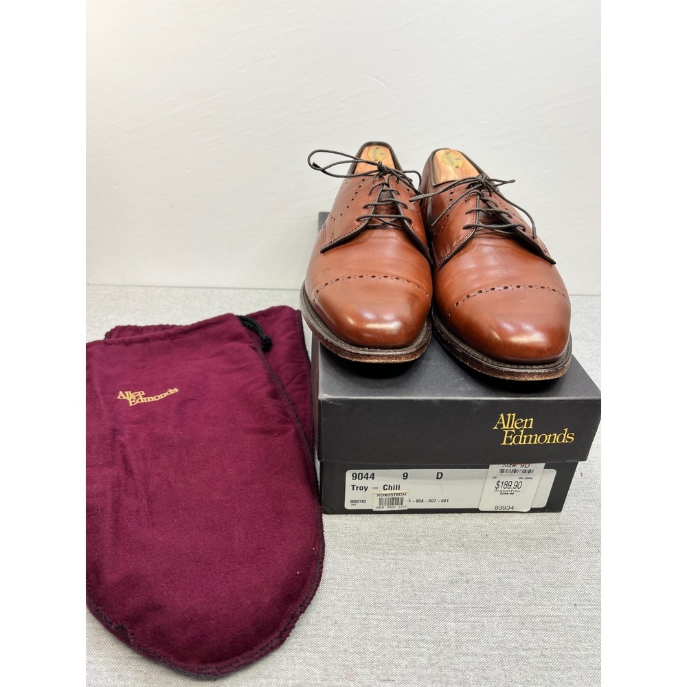 Allen Edmonds Chili Brown Troy Blucher Dress Shoes Made In USA 9 D